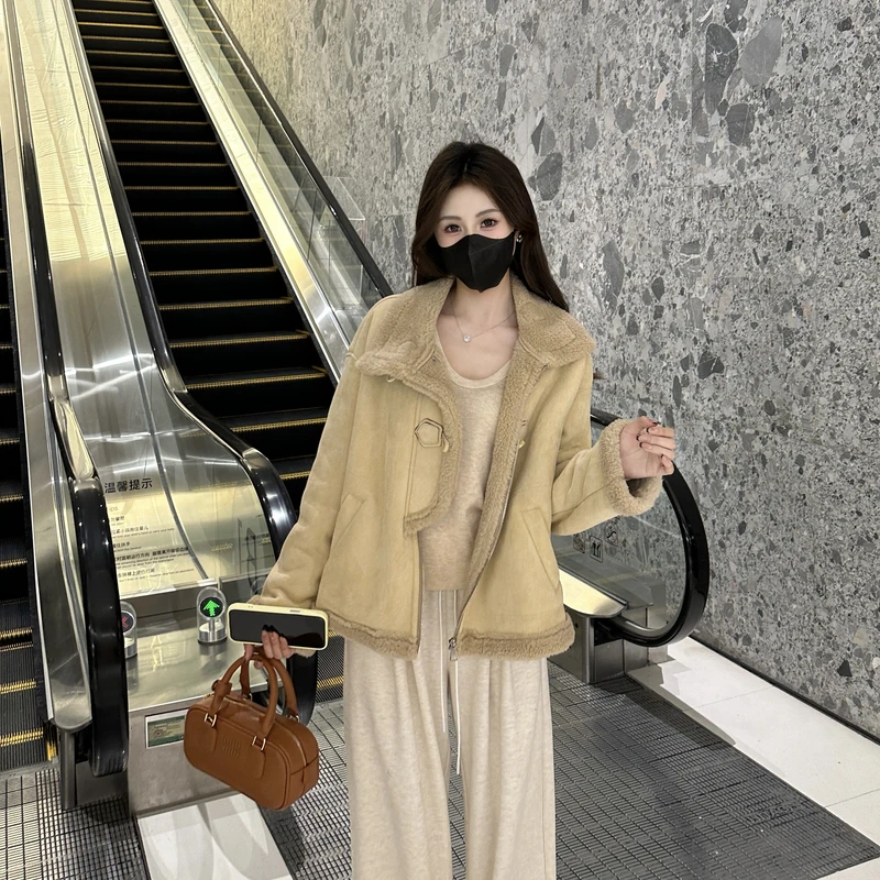 【24W160】Liixu冬2024新款休闲时尚保暖短款加绒韩国机车小外套女