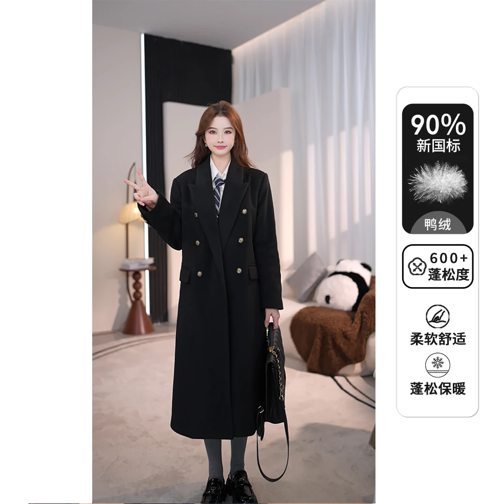 【羽绒款】BT Liixu秋冬时尚显瘦中长款冬季赫本风毛呢大衣