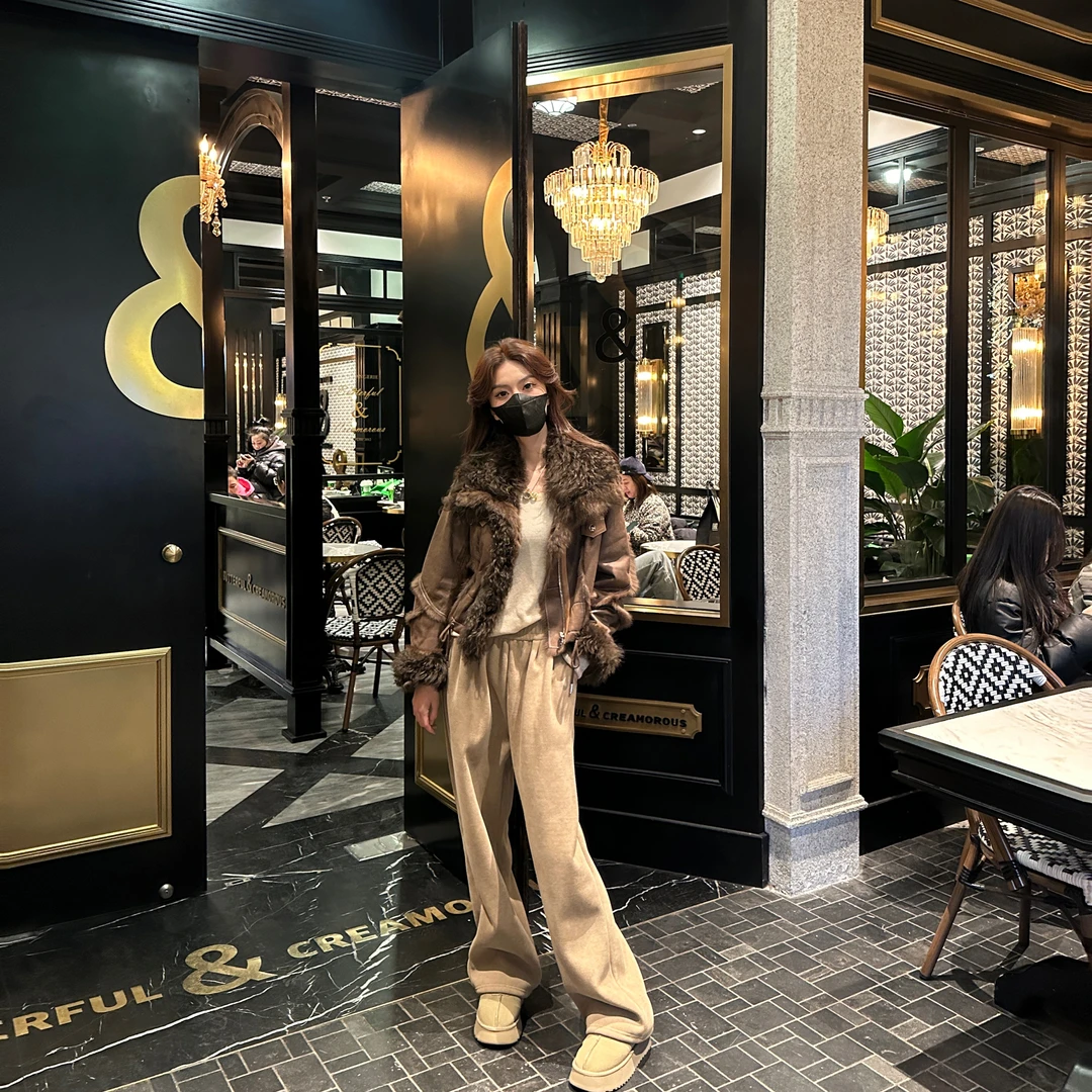 网红秋冬厚外套工装上衣气质时尚休闲毛毛加厚短外套女