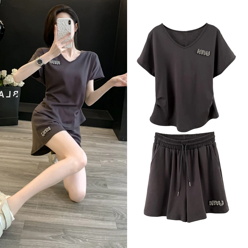 网红小个子短袖运动休闲短裤两件套气质显瘦洋气时尚夏季减龄韩版