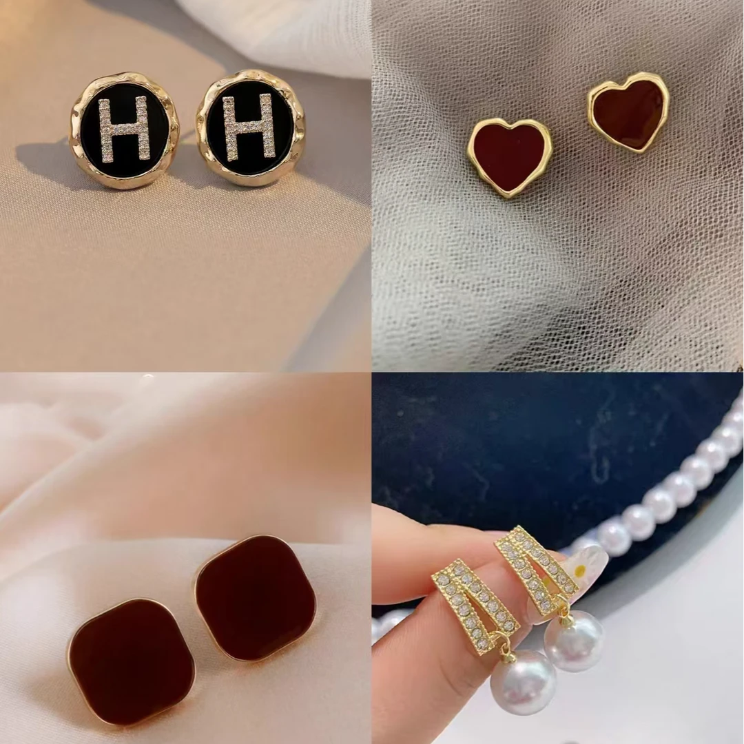 铜合金耳饰 新款爆款高级感安克拉红色耳钉小众设计感春夏耳饰