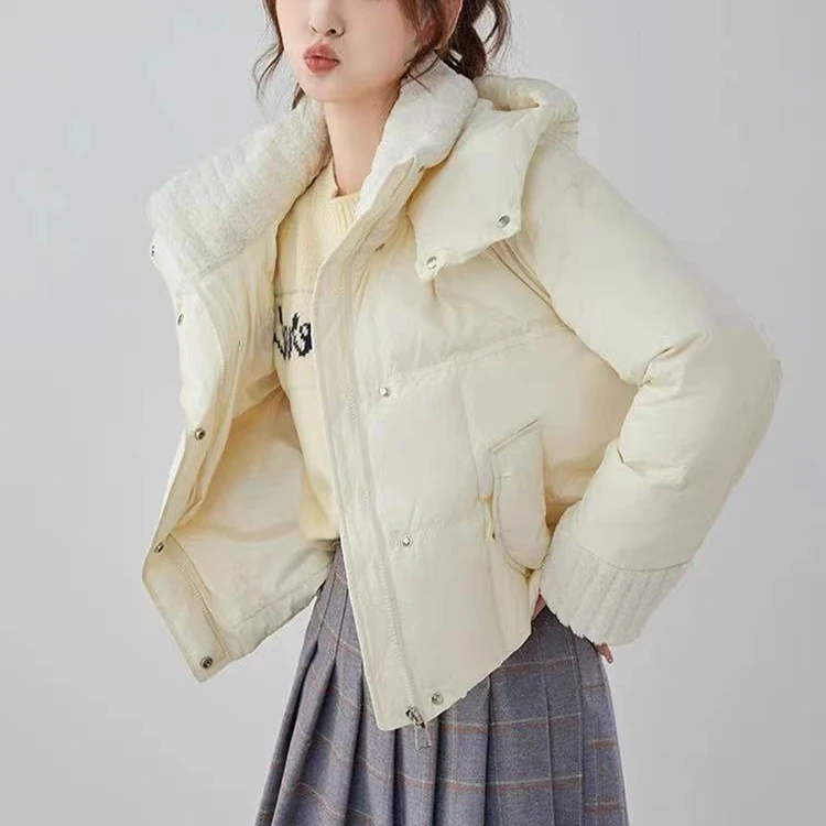 OR0094-米白色秋冬款休闲羽绒服外套