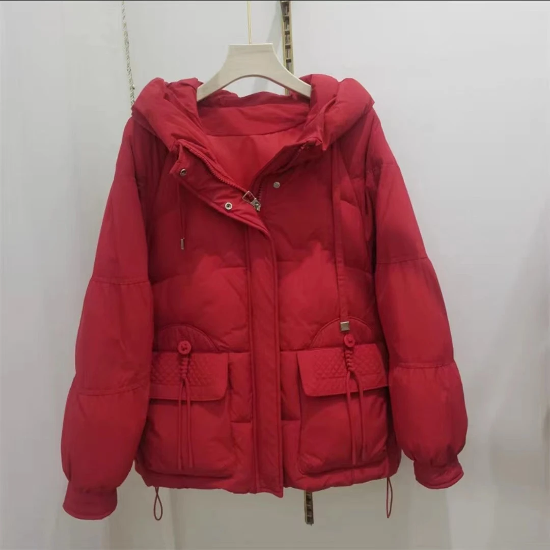 OR0077-红色秋冬款保暖连帽羽绒外套