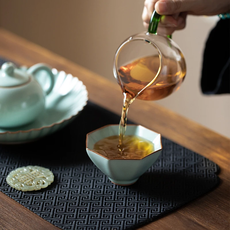 汝窑主人杯手工陶瓷品茗杯功夫茶具茶盏开片可养汝瓷茶杯斗笠单杯