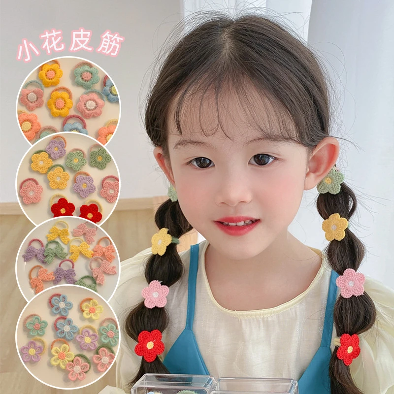 【爱咪儿】儿童刺绣小皮筋花朵发绳女童编发拇指发圈高弹力不伤发
