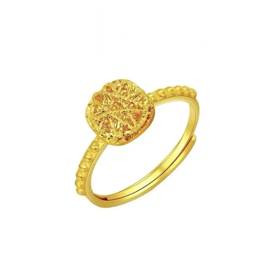 Chow Tai Seng/周大生足金黄金方糖戒指时尚女款经典百搭