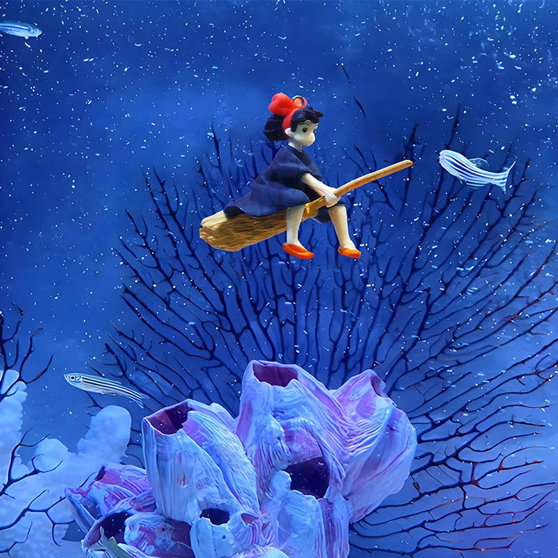 鱼缸造景小摆件漂浮小物件悬浮装饰蓝胖子潜水员小魔女造型趣味
