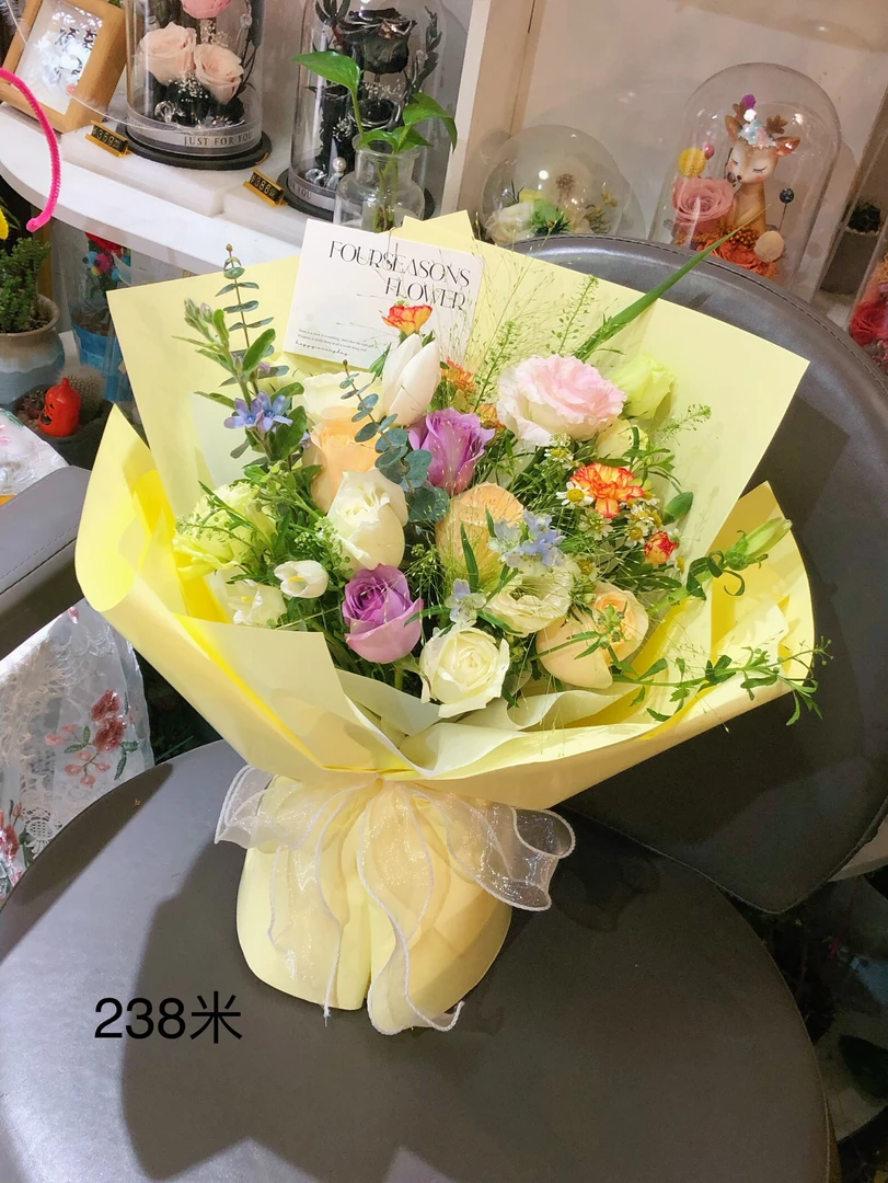 香槟玫瑰混搭韩式生日花束送爱人女友朋友上海同城配送