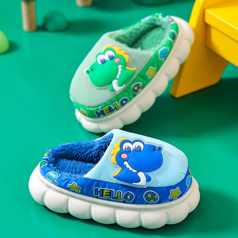 防水儿童棉拖鞋秋冬季男童女童室内保暖防滑软底男女孩宝宝家居鞋