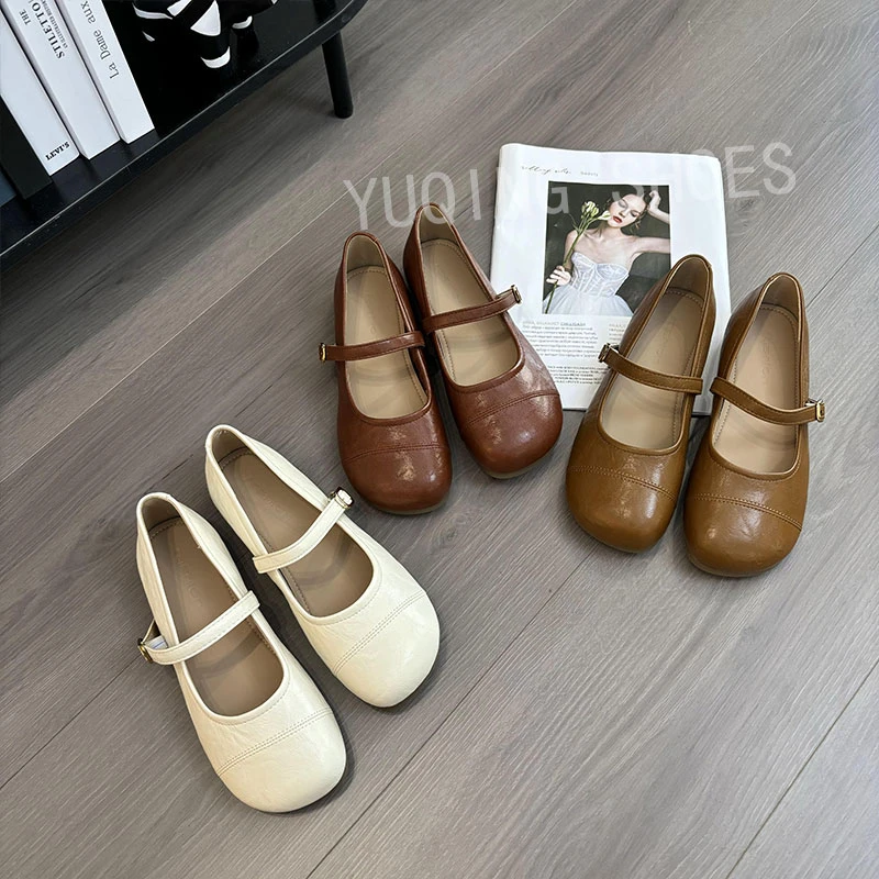 【予清】--浅口圆头单鞋平底鞋一脚蹬通勤豆豆鞋软底春夏蝴蝶结女鞋