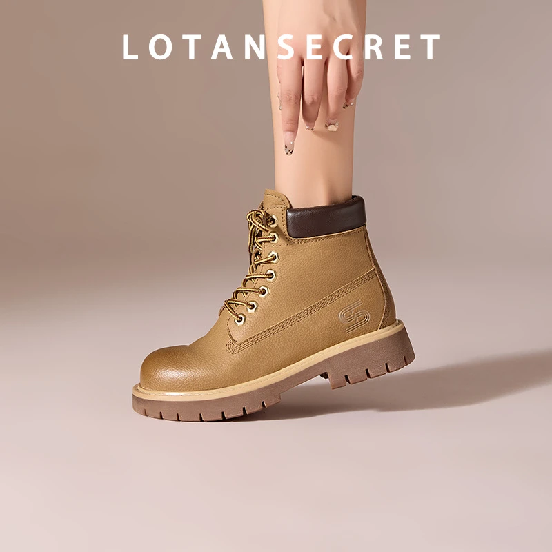 英伦风工装马丁靴女款2024新款侧拉链厚底短靴女百搭真皮春秋单靴
