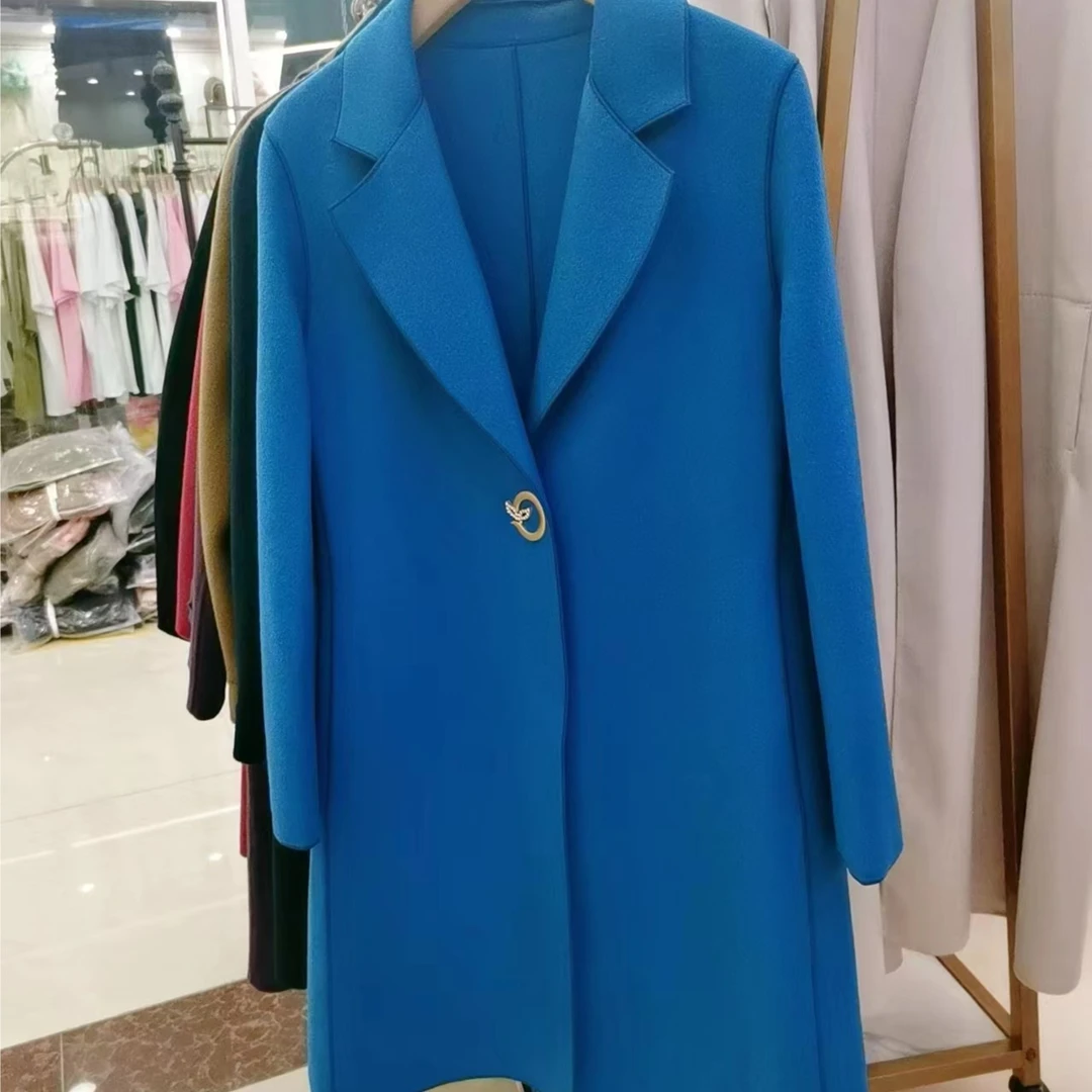 【迷眼厂长新疆包邮】S122-28D06#可可春天时尚百搭长袖毛呢大衣