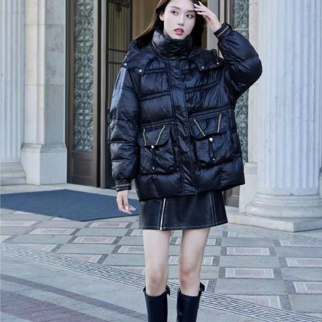 【新疆包邮】T482-小香风戴帽款羽绒服