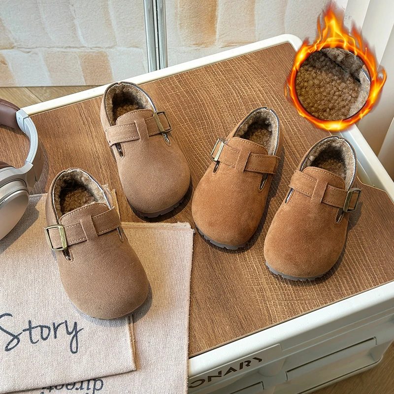 【十一推荐】2024冬季新款儿童加绒韩版勃肯鞋软底保暖男童女童棉鞋