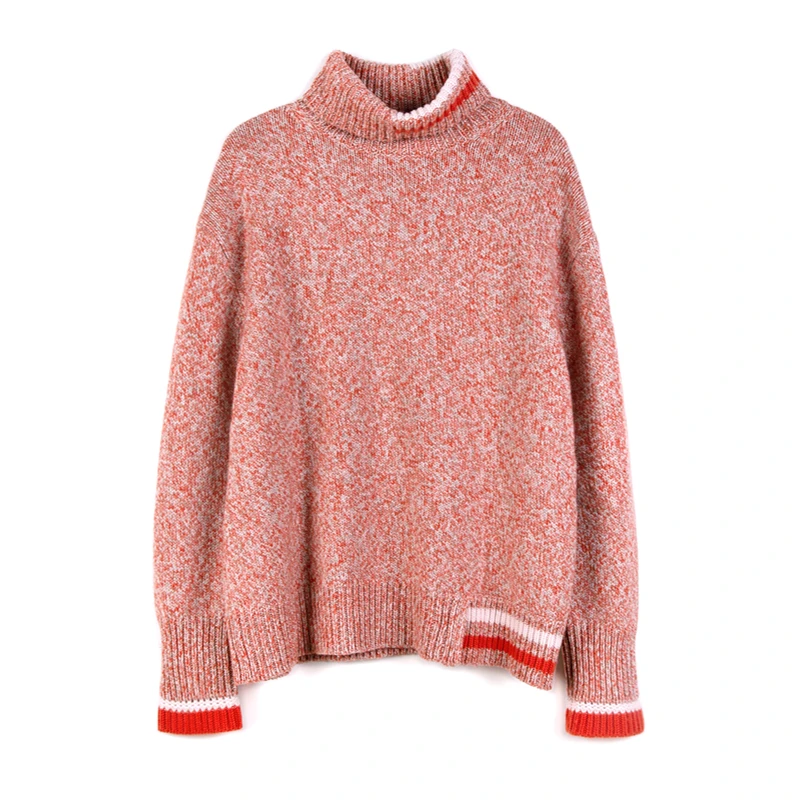 法拉鸣哥高系宽松套头高领针织毛衣G24062E