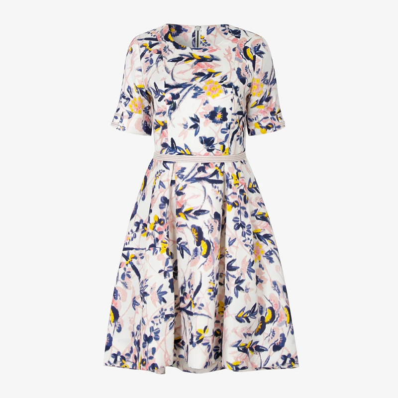 FG圆领印花卉短袖连衣裙FFG2410730699