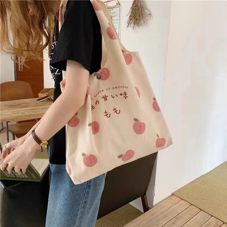 小清新帆布背心包百搭帆布袋大学生上课布包便携手提袋上班族通勤