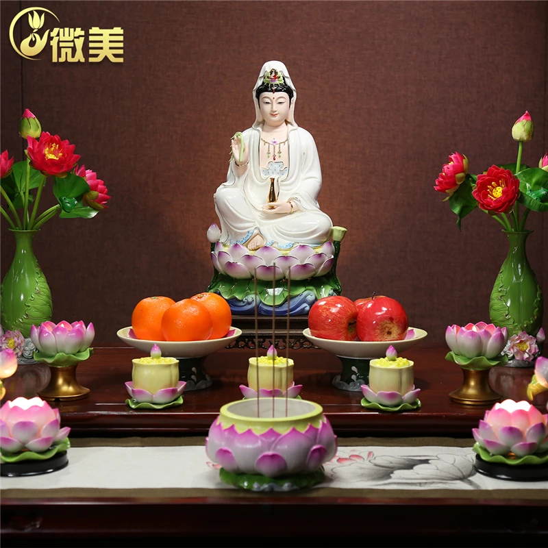 微美10至16吋水莲人物像家用玄关书房摆件家用陶瓷工艺品摆件