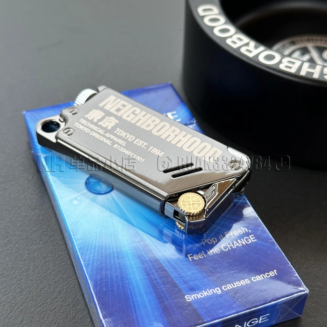 NBHD防风直冲打火机机械科技感防风充气款火机可挂钥匙扣打火机