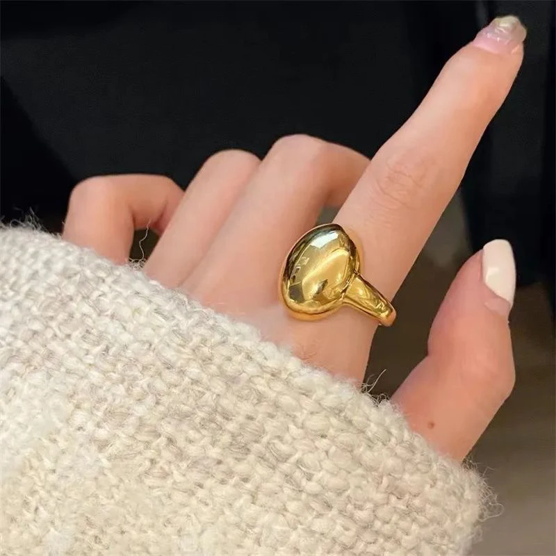 纯黄金足金999大蛋面5G工艺金色戒指超奢华高级送礼推荐鸽子蛋