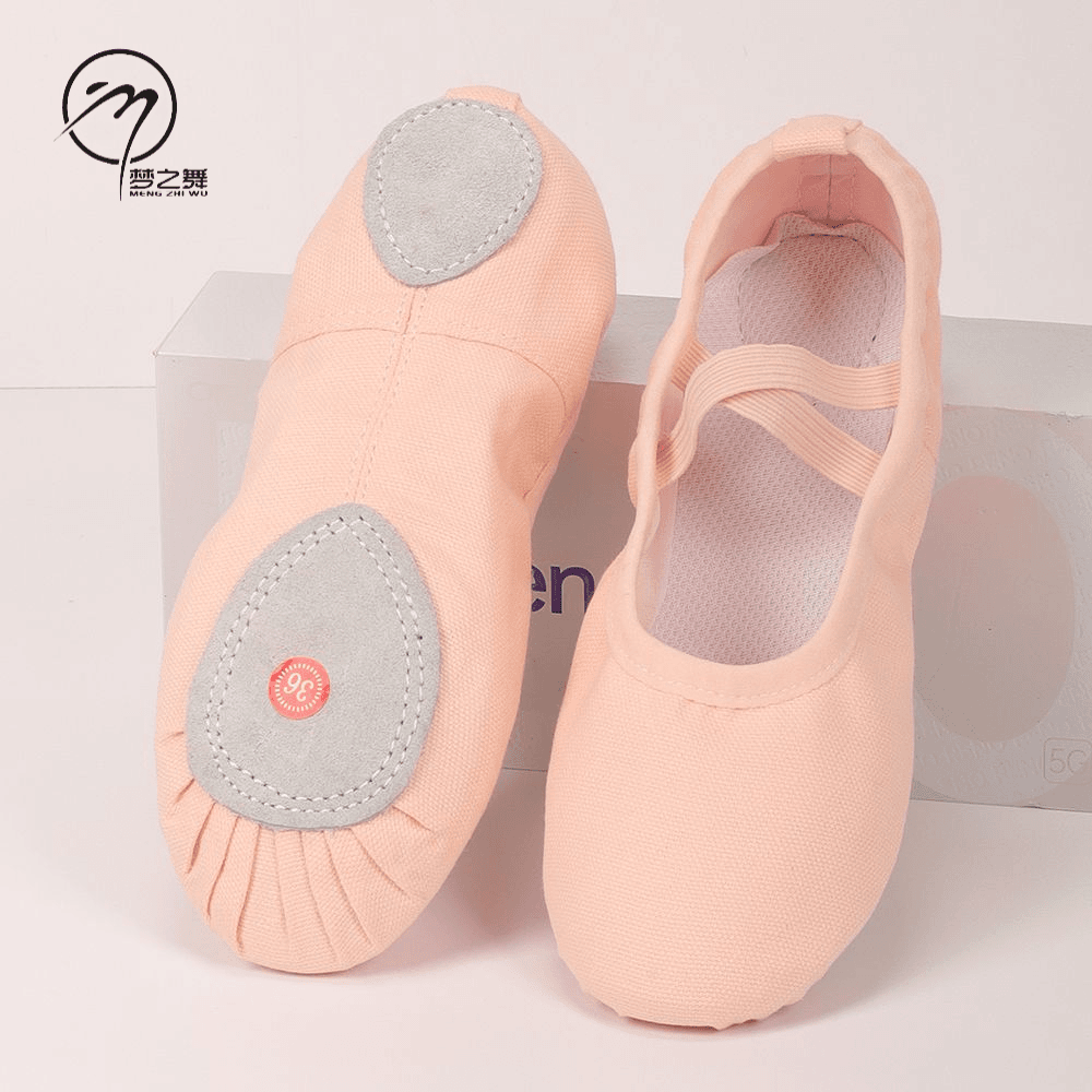 女软底舞鞋猫爪芭蕾舞鞋舞蹈鞋儿童6到12岁儿童舞蹈鞋练功鞋粉色.