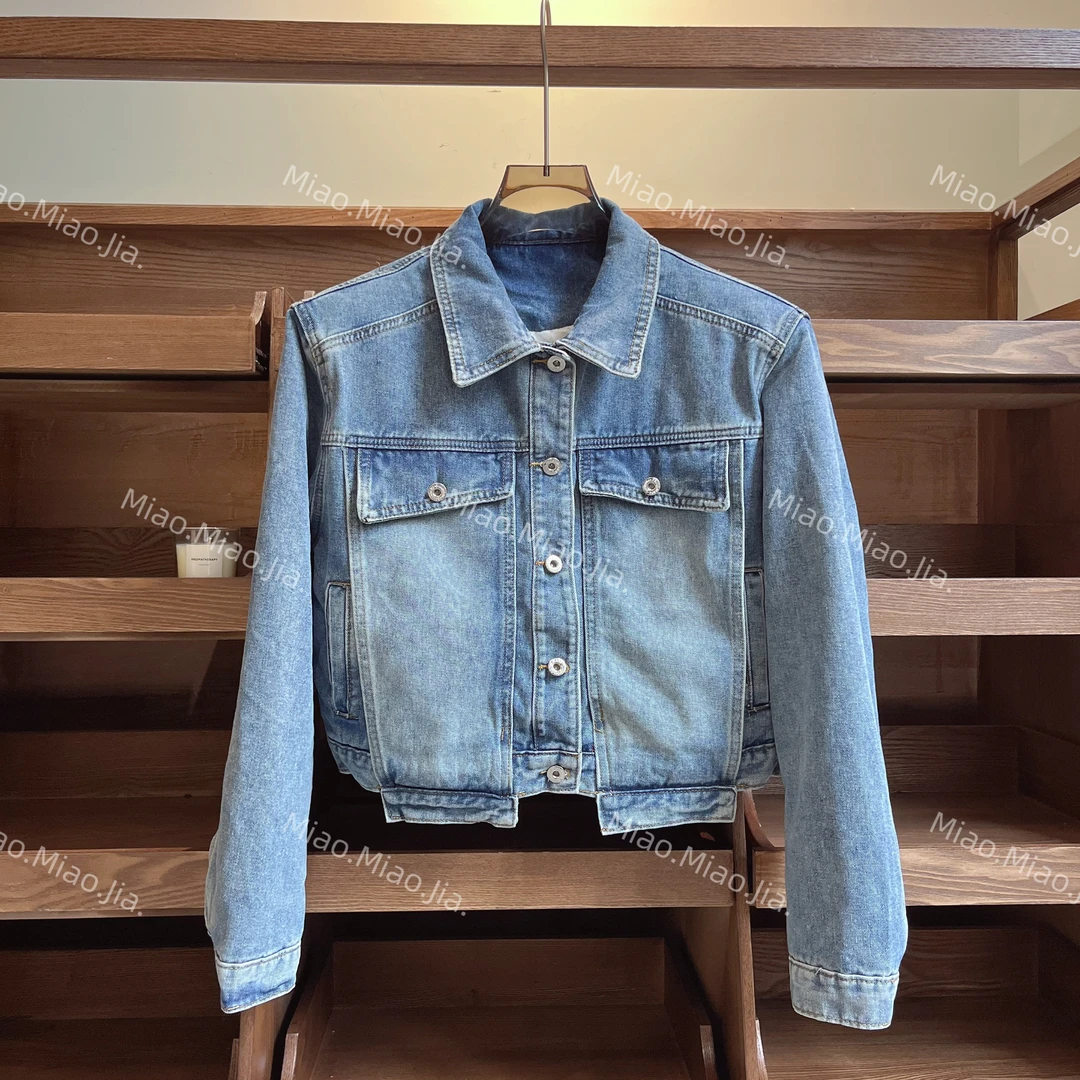 /苗苗家/『邂逅龄感』翻领不规则牛仔宽松垫肩短棉衣外套