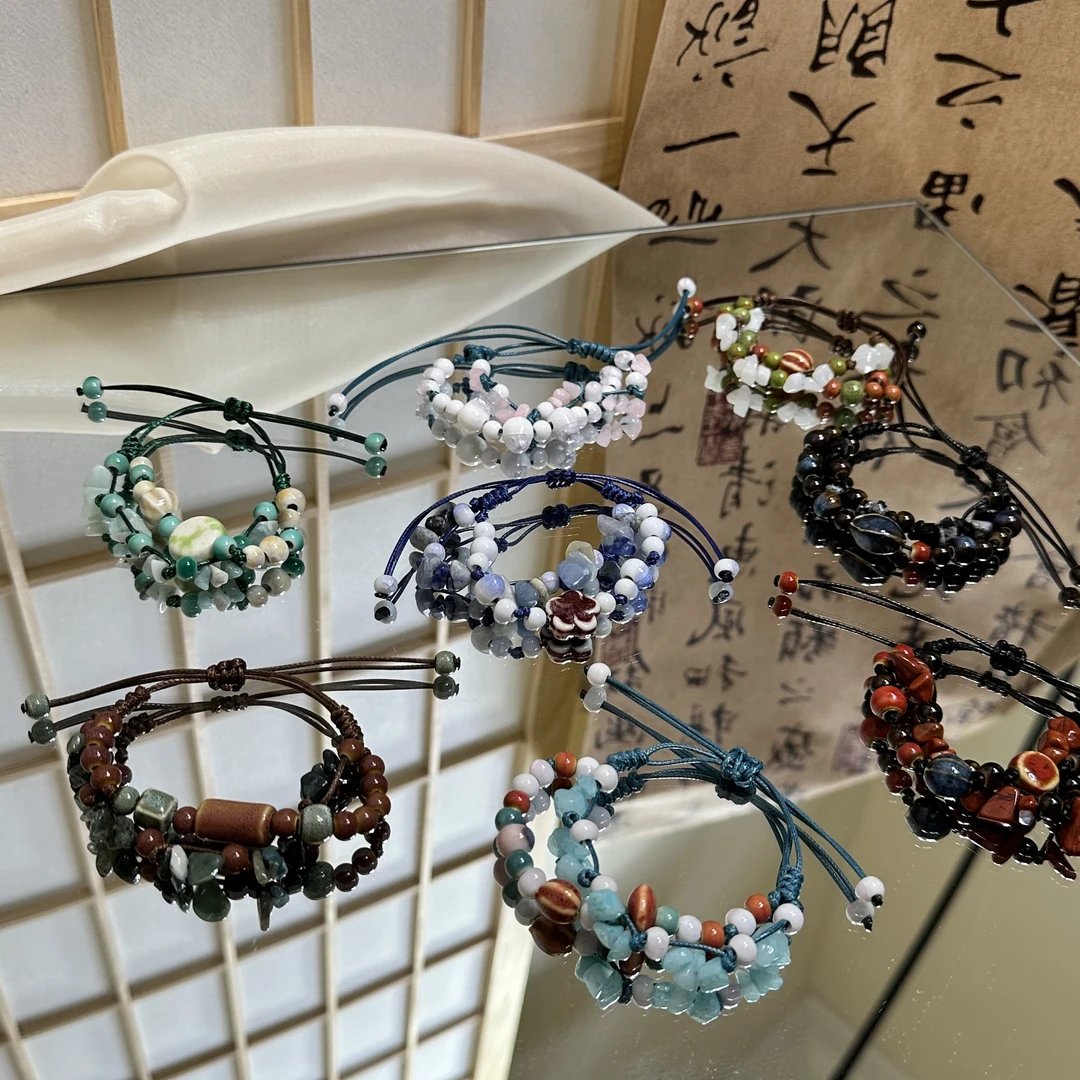 非金属陶瓷手链 拼色编绳手作民族风陶瓷手链编织手工气质百搭19