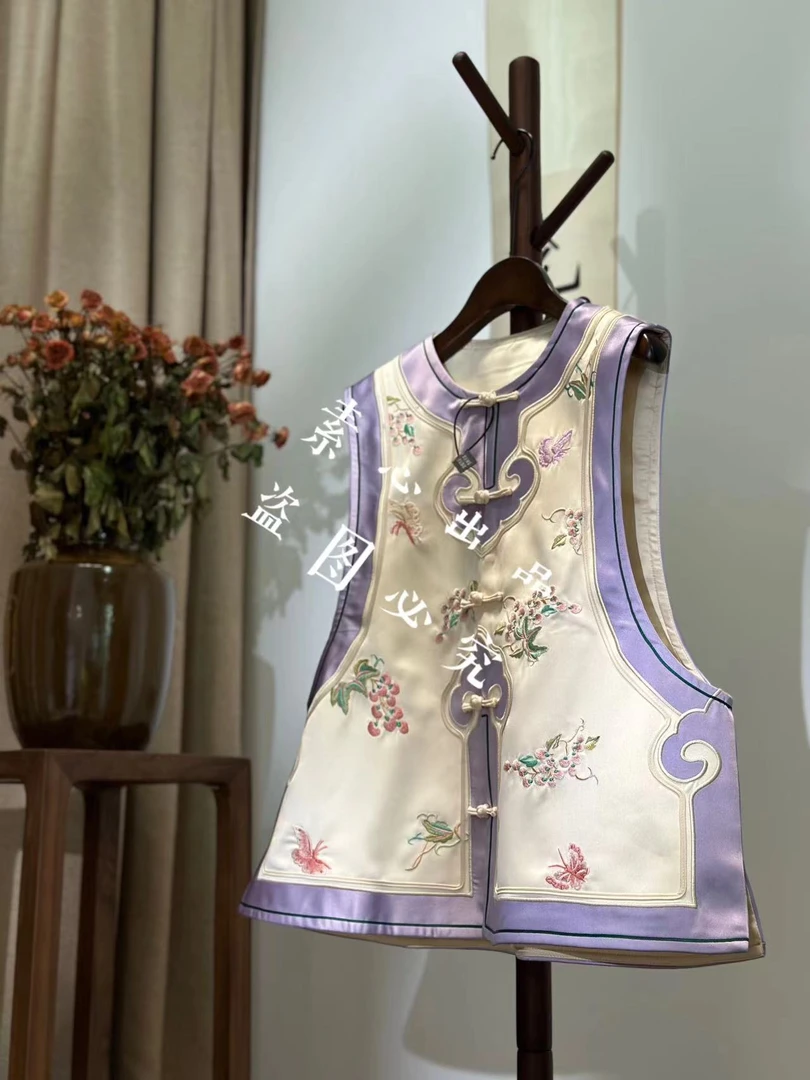 【晓荷】国风对襟手推绣马甲221903-1
