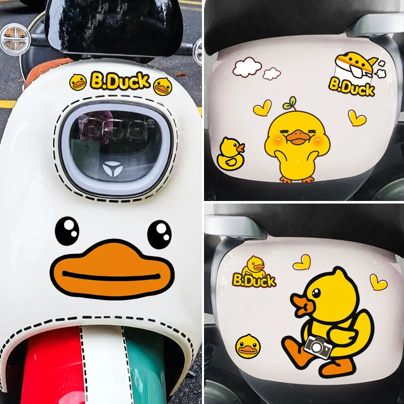 电动车贴纸卡通小黄鸭安全帽装饰贴画雅迪小牛爱玛台铃摩托创意可