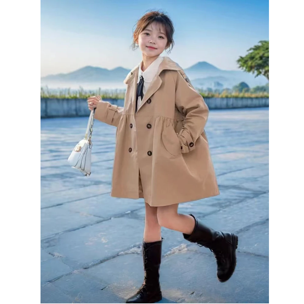 【毛妈潮牌】女童风衣2024新款外套秋装中大童英伦风洋气时髦上衣潮