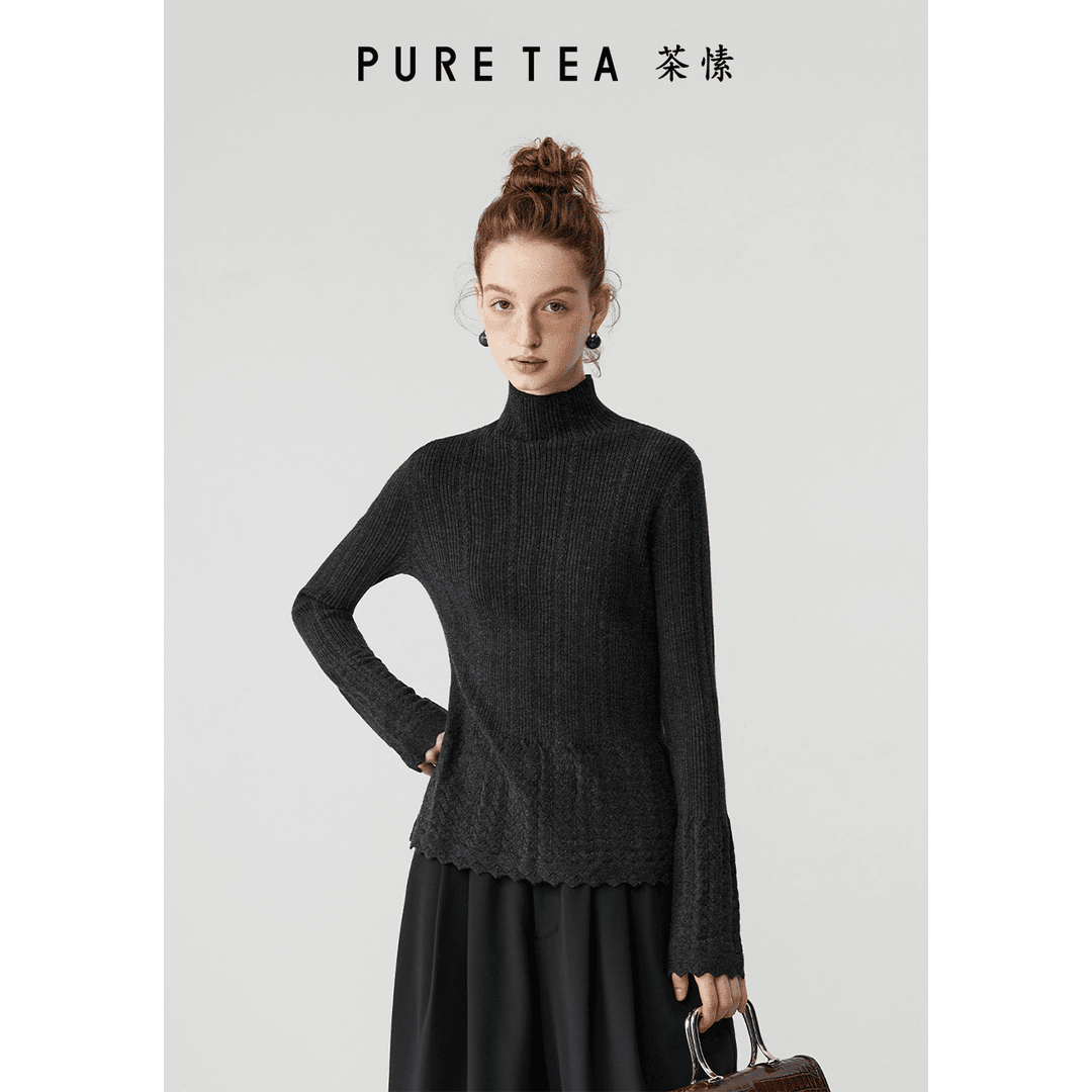 pure tea/茶·愫 puretea茶愫针织上衣女毛针织衫2024年春季新款KK0202B41
