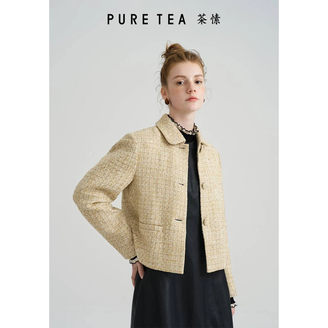 PURE TEA/茶·愫【千金小香风】截短箱型短外套亮片粗花呢KH0501C31