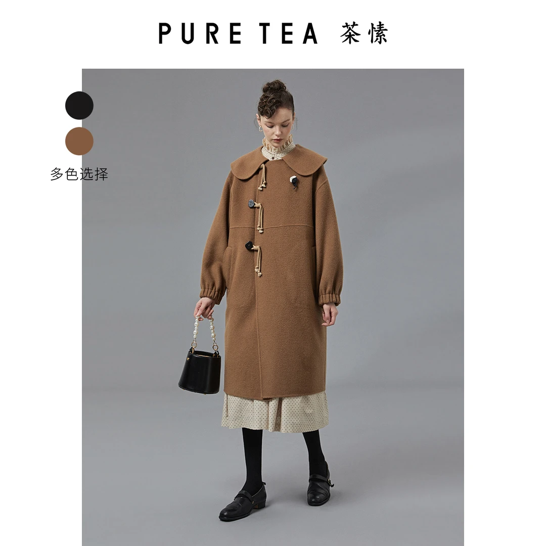 2022冬纯色时尚翻领中长大衣女TC0203A41