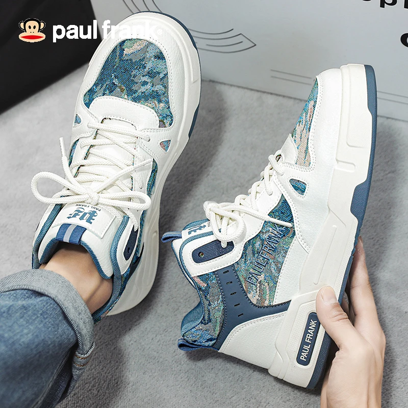 paul frank/大嘴猴男鞋2024新款时尚中帮板鞋时尚增高厚底鞋子男