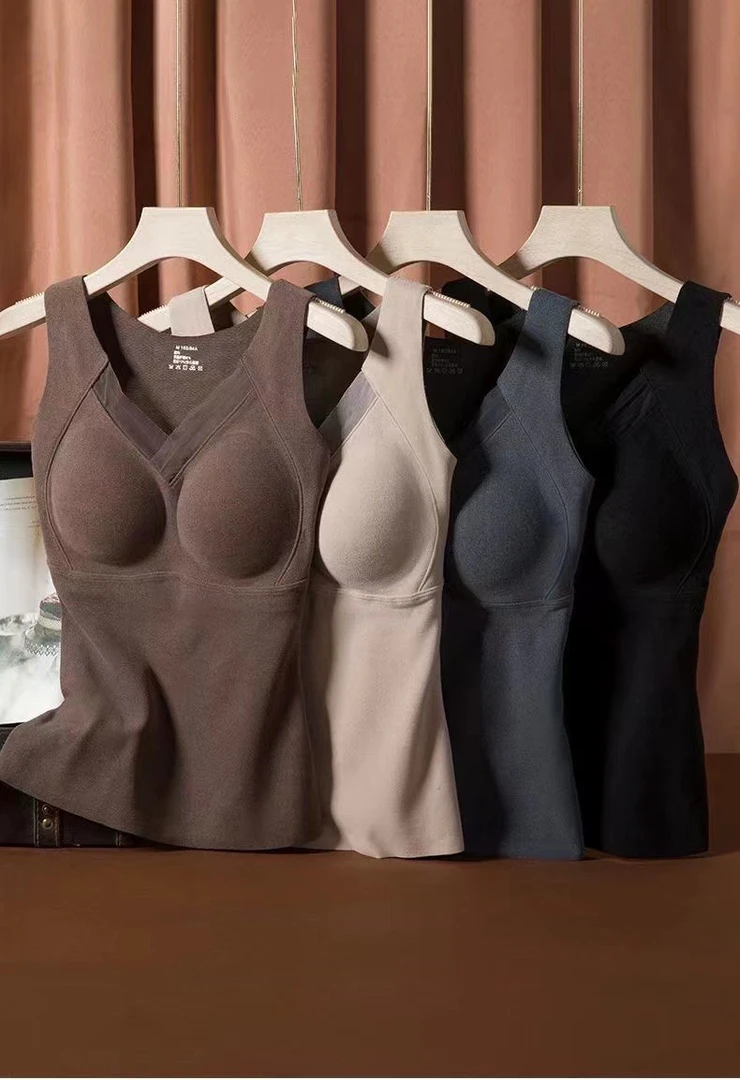 石墨烯发热背心立体无痕固定杯暖背一体式秋冬季