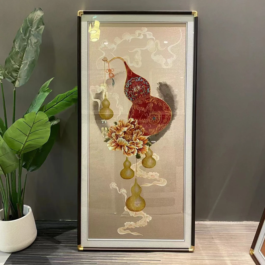 【福气满满】织锦绣成品新中式简约轻奢玄关装饰画进门苏绣壁画
