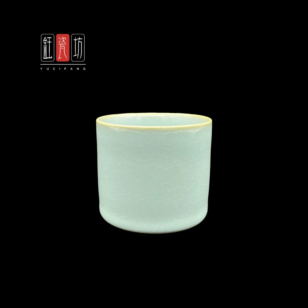 钰瓷坊纯手工天青釉直筒杯主人杯汝窑