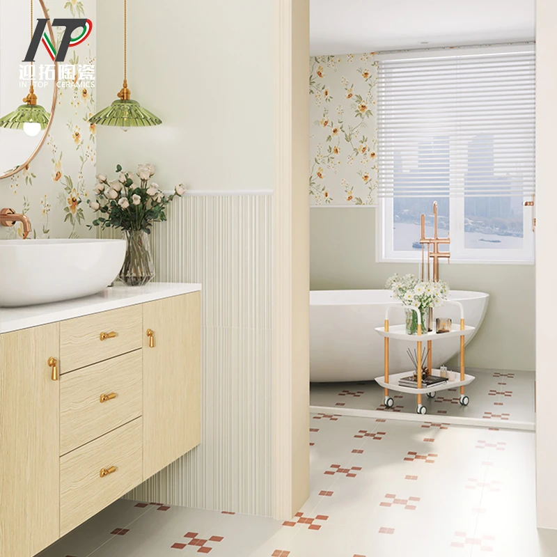 诧寂奶油白瓷砖立体方块格子艺术墙砖300x800厨房卫生间厕所花砖