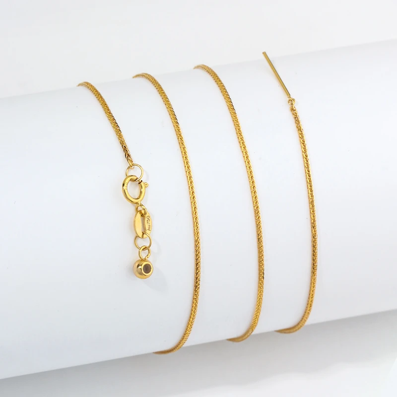 18K金项链针式肖邦链18寸万能链针式链女抽拉素链可调节