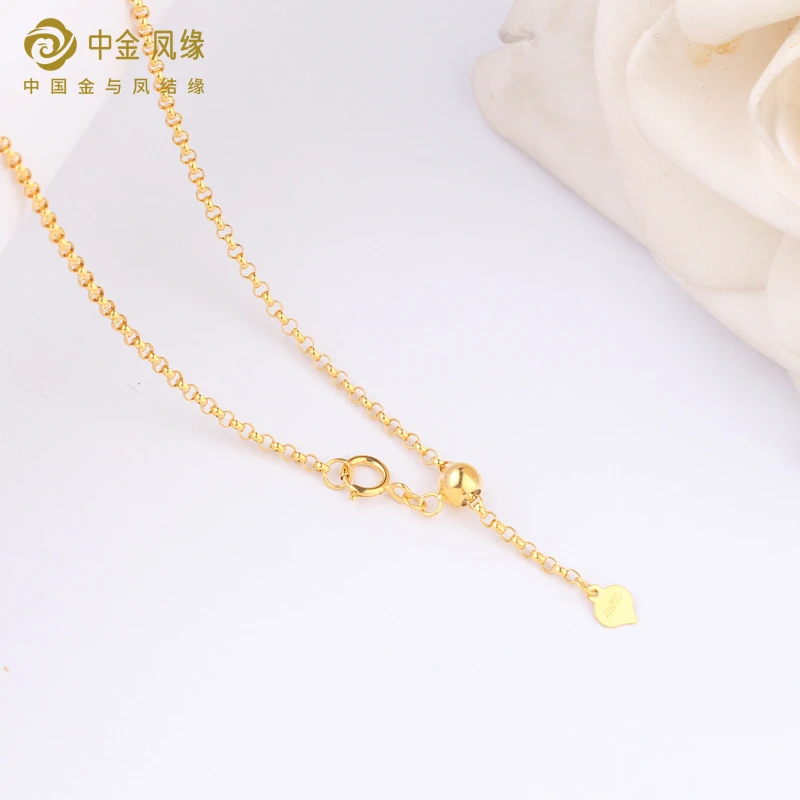 【18K金珠珠链60厘米】珠珠项链女款au750金锁骨链彩金颈链24寸