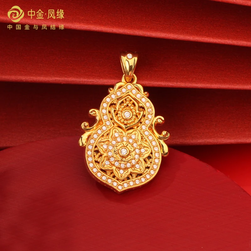 18K金四美葫芦吊坠单坠子不含链