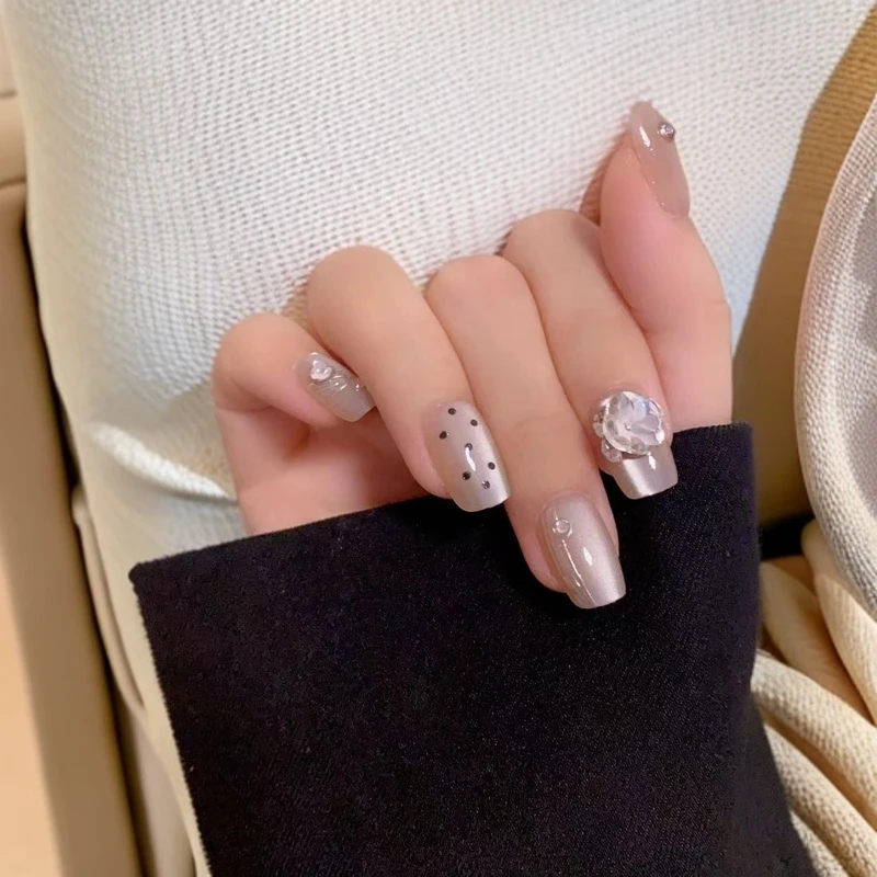 （可长可短）穿戴甲果冻胶美甲贴片显白月光手书指甲贴片2024年甲片