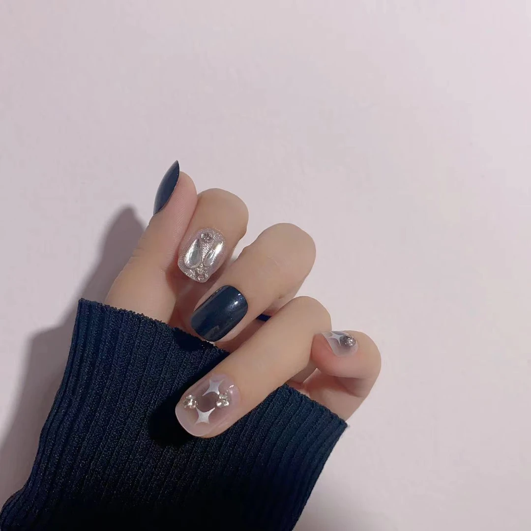 （短款）高级感暗黑星穿戴甲2024年新款指甲贴片显白美甲贴片果冻胶