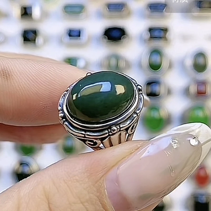 天然和田玉墨色女戒