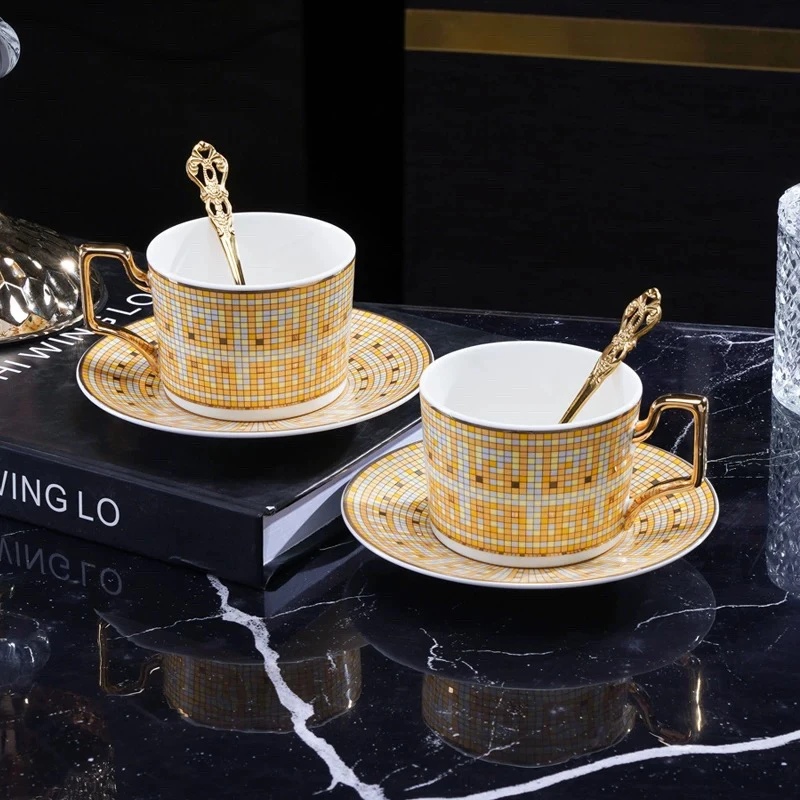 2件套欧式咖啡杯碟高档精致高级感骨瓷茶具轻奢陶瓷松弛感杯碟套