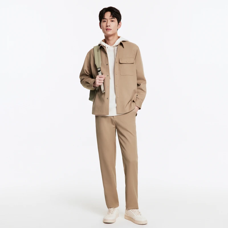 【暖燚绒休闲裤】九牧王男裤25春夏新款微弹无褶商务标准直筒长裤