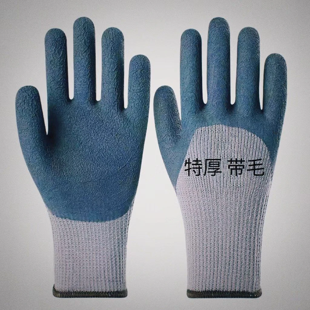 圣恒冬季保暖加绒毛圈发泡王加厚劳保手套批发耐磨棉手套男女