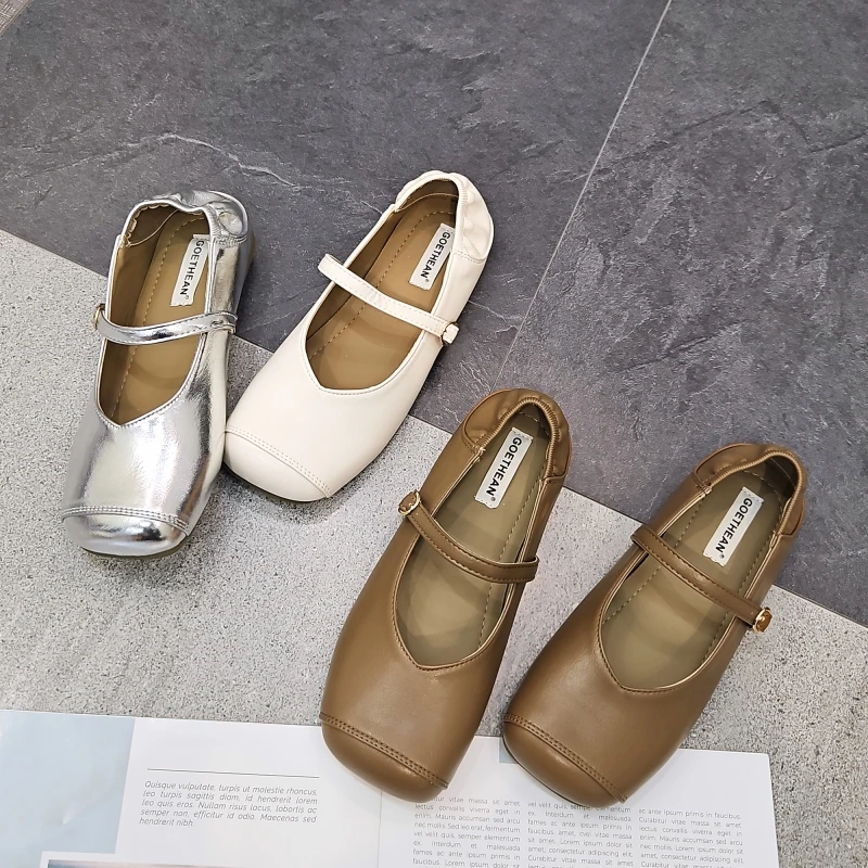 【红姐专属】2024韩版潮流方头奶奶鞋一字带脚踩两穿女单鞋GN82099