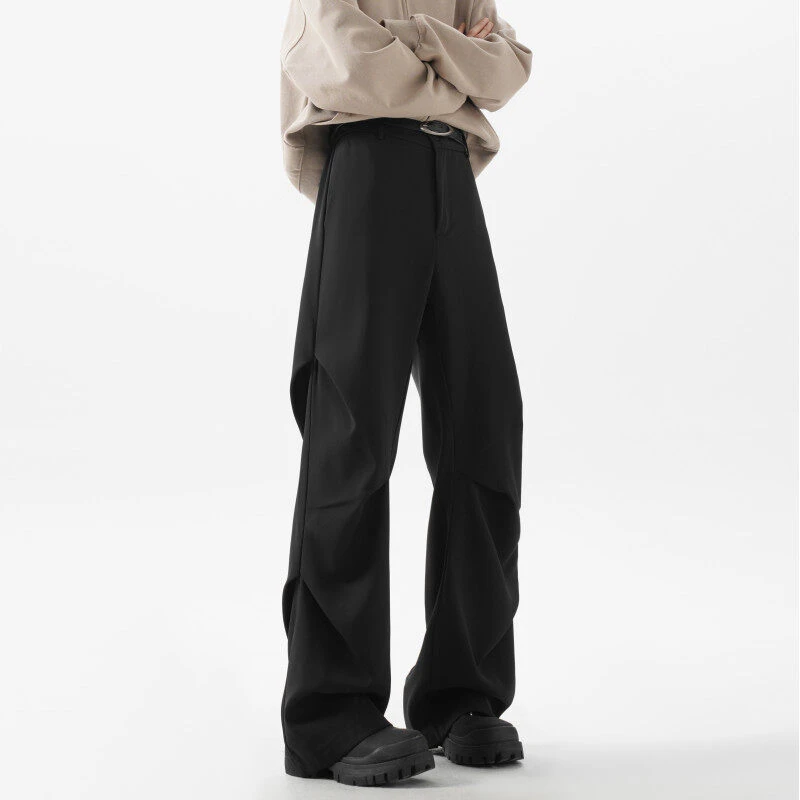 褶皱西装裤子男秋季痞帅宽松直筒cleanfit马吉拉微喇休闲西裤