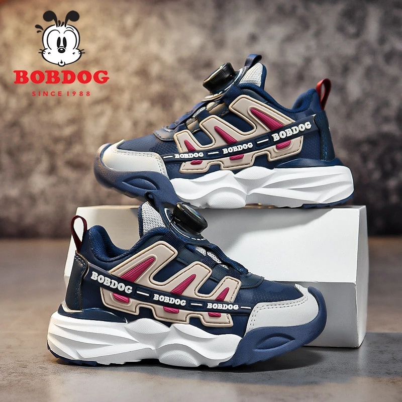 巴布豆男童鞋子运动鞋秋冬季新款皮面防水中大童小学生休闲运动鞋